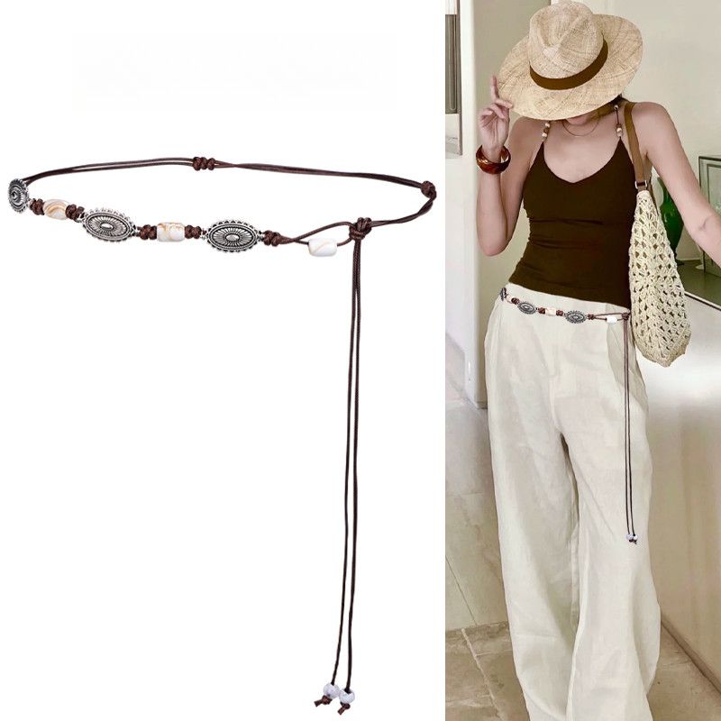 Woven Women, Bohemian Rope, Ethnic Style Waist Chain Accessory, Decorative Accessory For Dresses, High-end Leather Belt_voghion.com