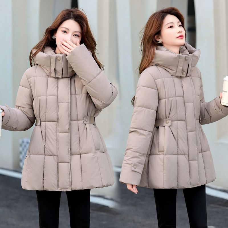 2025新款冬季羽绒棉服连帽棉衣加厚收腰保暖显瘦外套棉袄