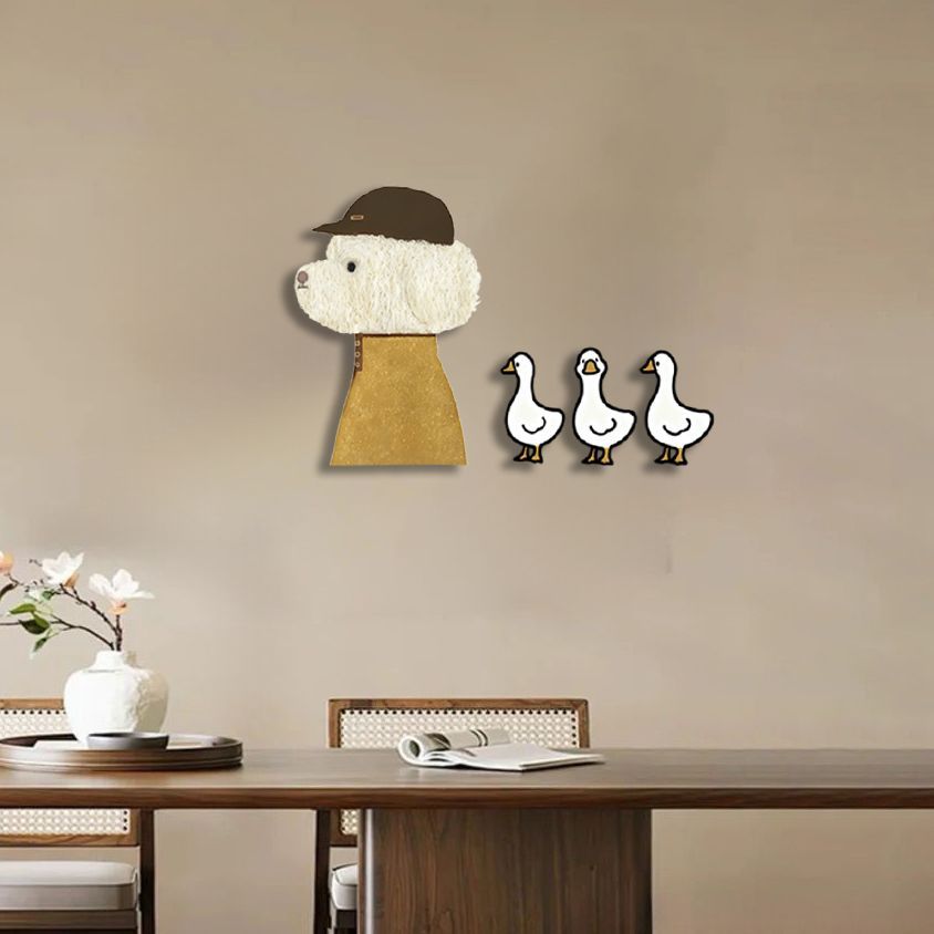 Pegatinas decorativas de madera con dibujos animados de perros y patos, ideales para colocar sobre interruptores de luz o para decorar la parte superior de las puertas._voghion.com