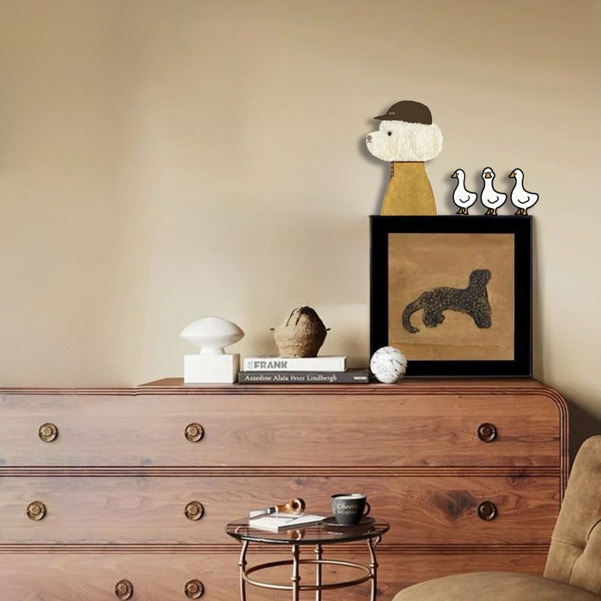 Pegatinas decorativas de madera con dibujos animados de perros y patos, ideales para colocar sobre interruptores de luz o para decorar la parte superior de las puertas._voghion.com