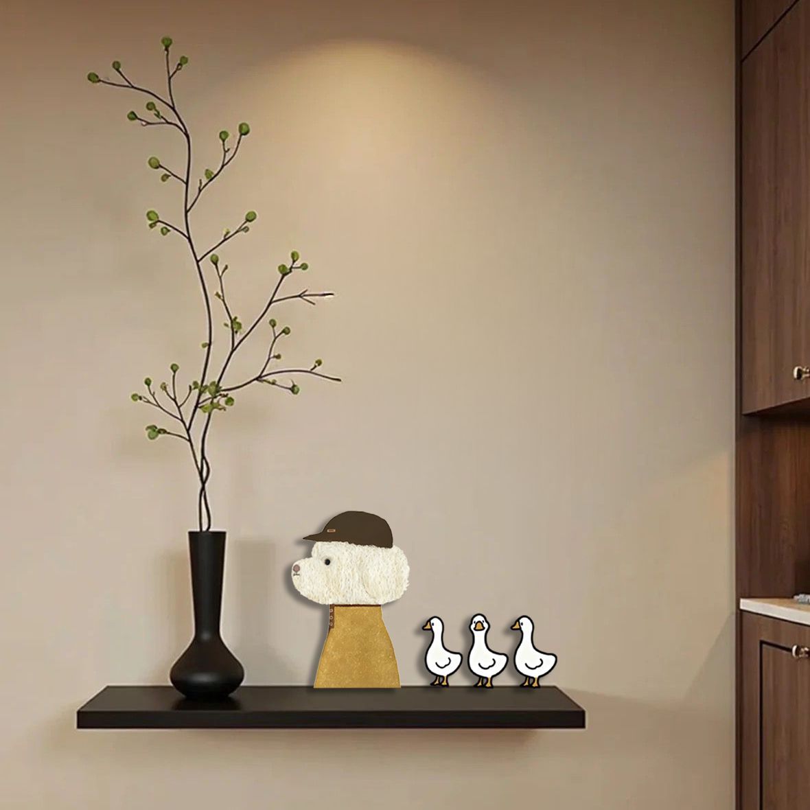 Pegatinas decorativas de madera con dibujos animados de perros y patos, ideales para colocar sobre interruptores de luz o para decorar la parte superior de las puertas._voghion.com