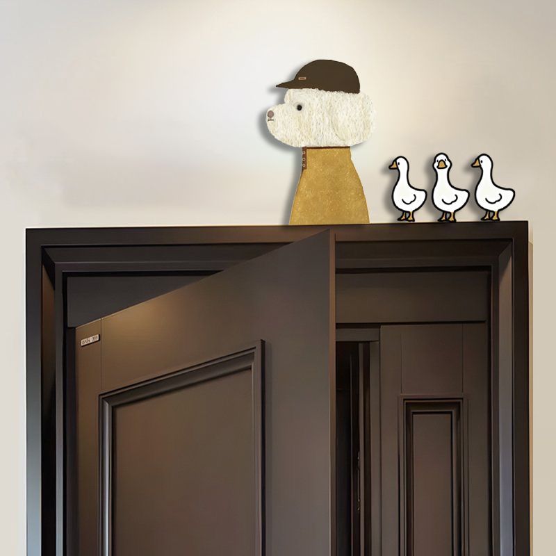 Pegatinas decorativas de madera con dibujos animados de perros y patos, ideales para colocar sobre interruptores de luz o para decorar la parte superior de las puertas._voghion.com