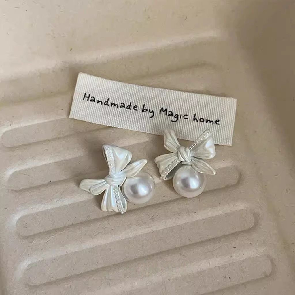 Pendientes de perlas con lazo estilo vintage francés_voghion.com