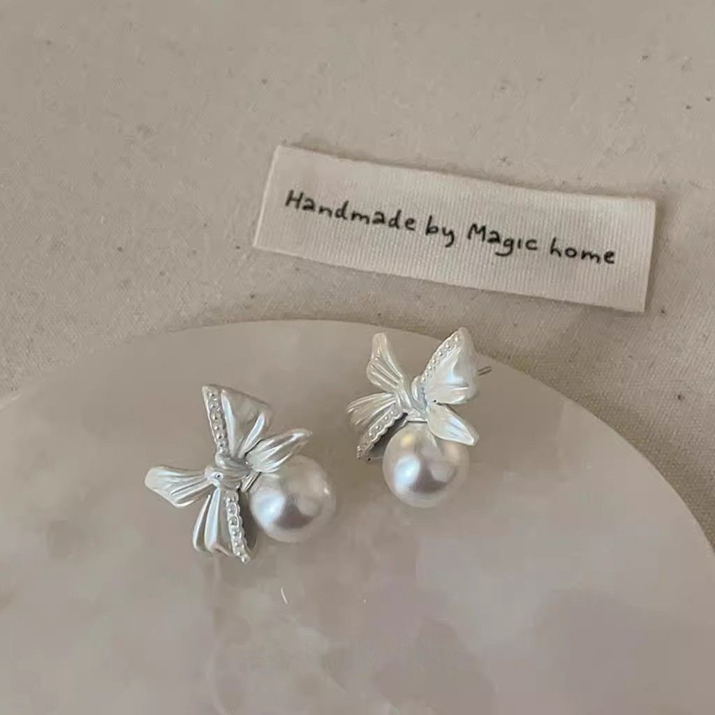 Pendientes de perlas con lazo estilo vintage francés_voghion.com