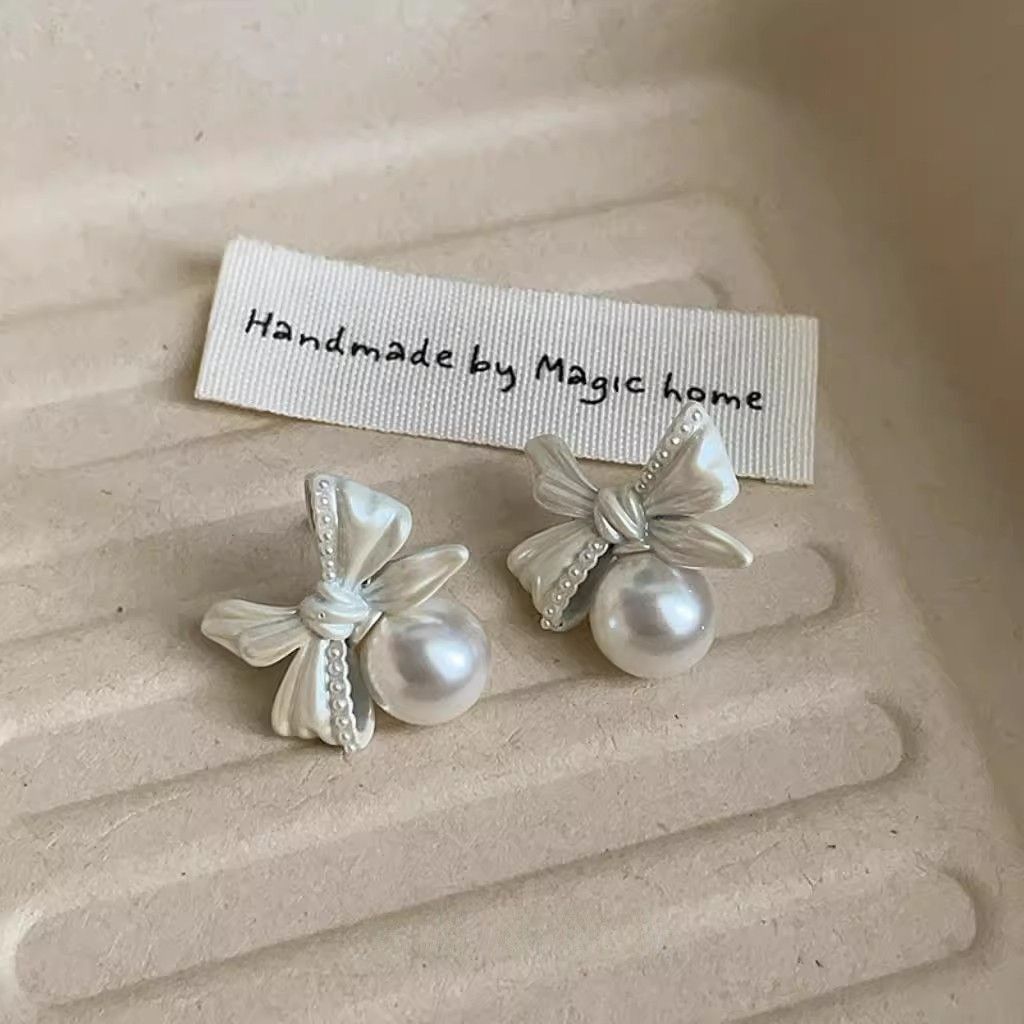 Pendientes de perlas con lazo estilo vintage francés_voghion.com