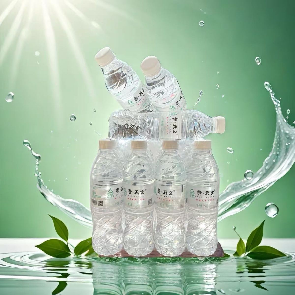 贵州天文天然山泉水饮用500批发ml12瓶饮用水瓶装家庭整箱