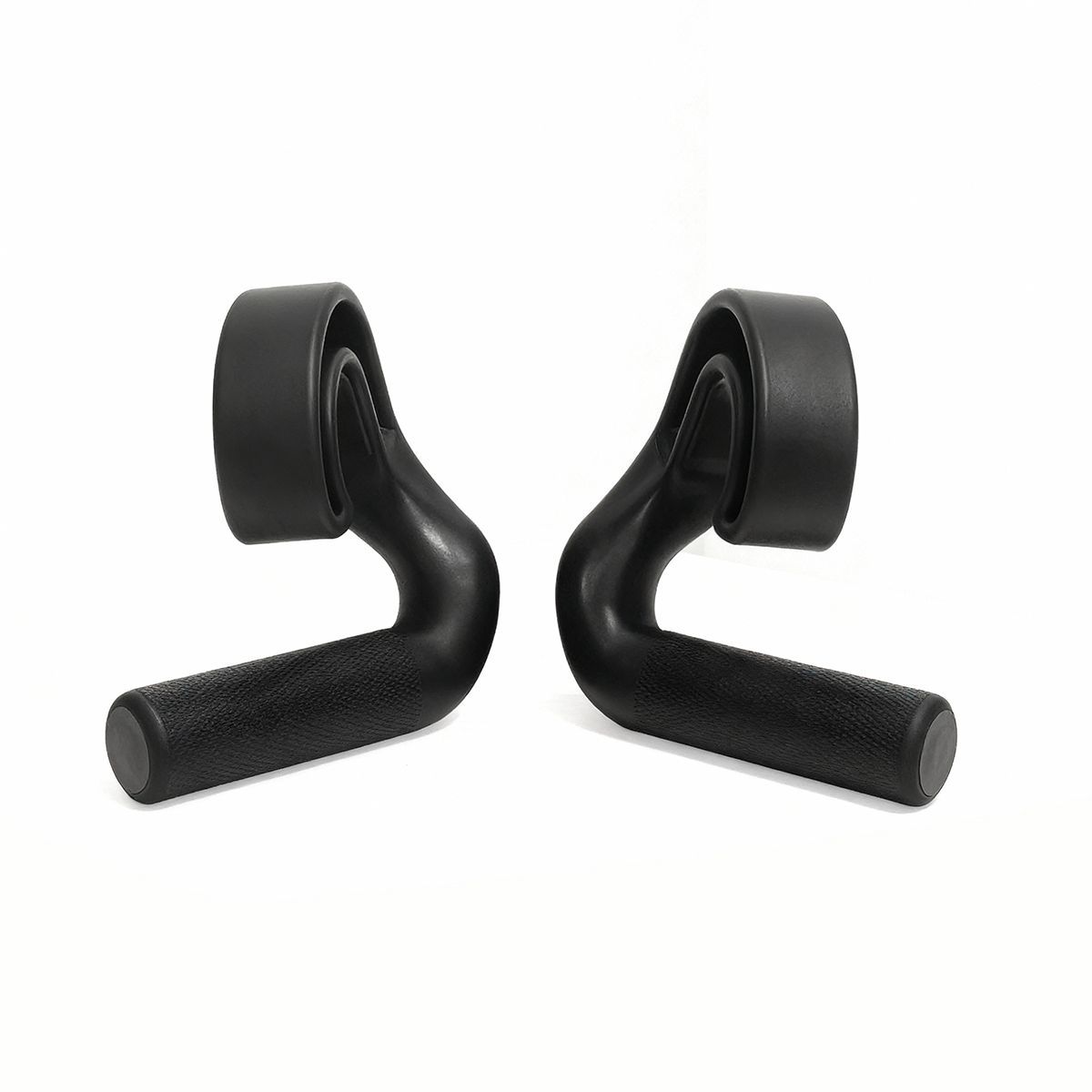 Set van twee haakvormige fitnessgrepen van zeer sterk composiet nylon (45°), voor voorwaartse en achterwaartse grepen, pull-ups en roeien._voghion.com