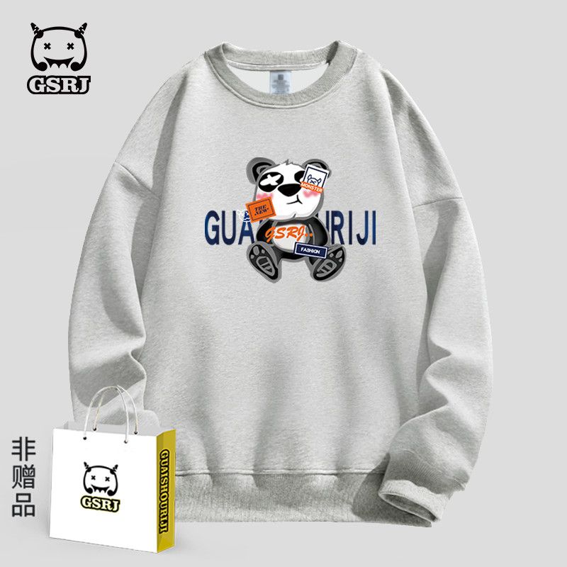 怪兽日记街头复古圆领卫衣女宽松显瘦小众上衣秋季休闲百搭外套潮