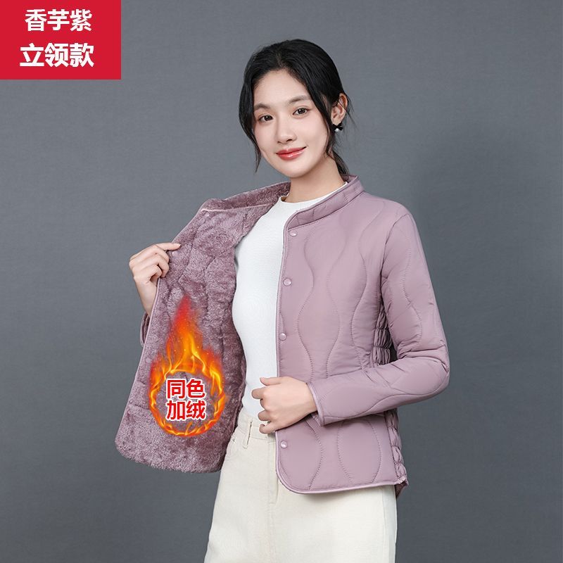 加绒秋冬内胆棉衣轻薄棉服加厚保暖新款棉袄妈妈中老年短款外套
