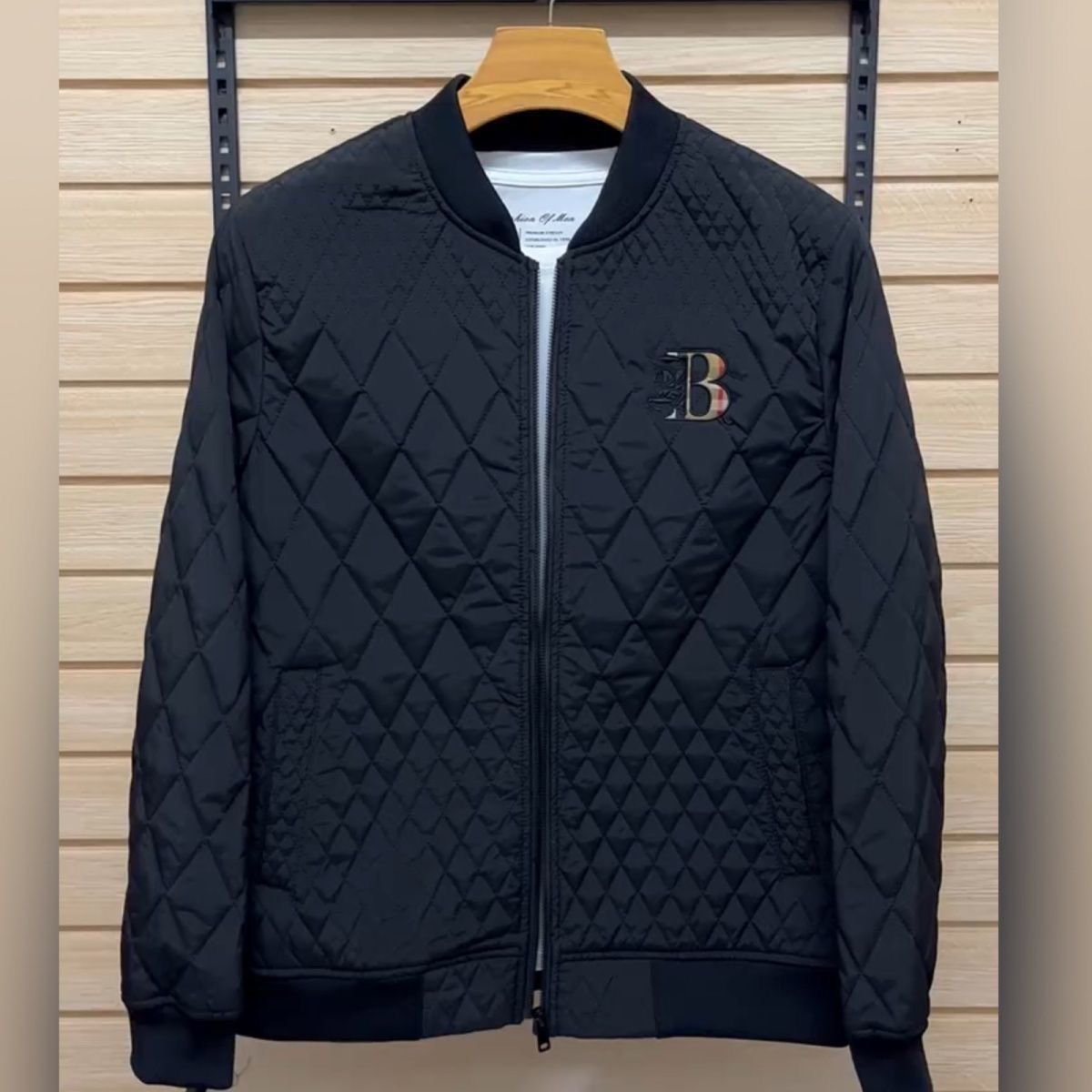 Herrjacka i bomull baseballstil slim fit för höst och vinter_voghion.com