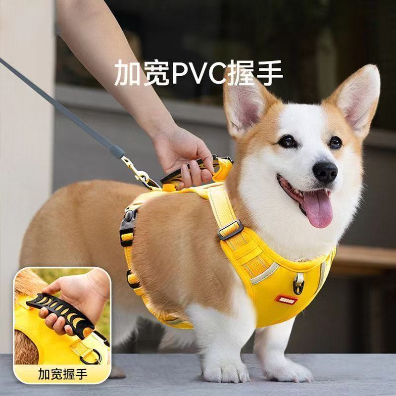 狗狗牵引绳宠物狗狗背带胸背带背心防爆冲可调节外出遛狗绳带反光