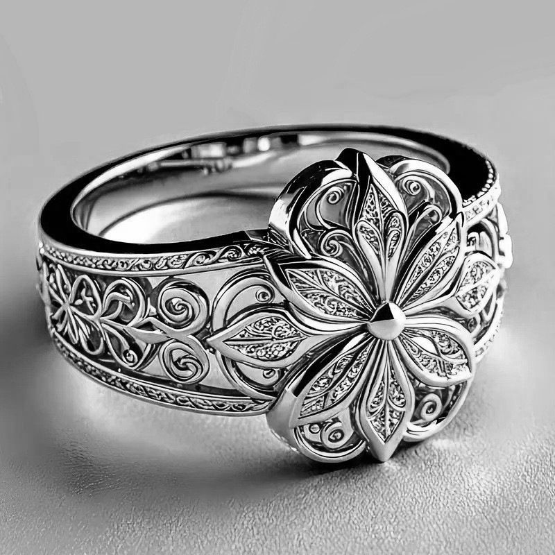 Eleganter Verstellbarer Schmetterlingsring Mit Blumenmuster_voghion.com