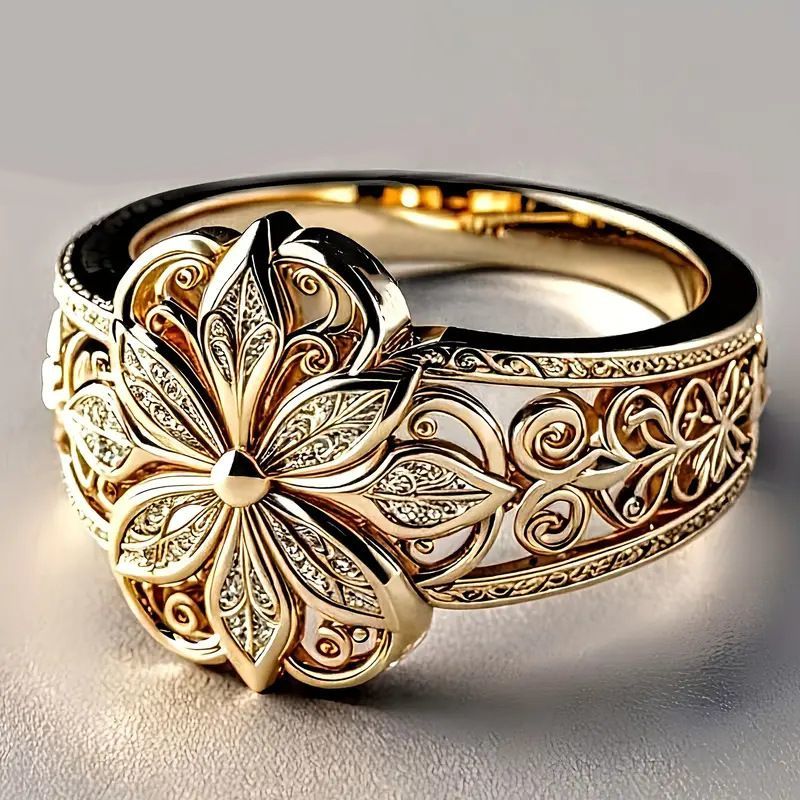 Eleganter Verstellbarer Schmetterlingsring Mit Blumenmuster_voghion.com