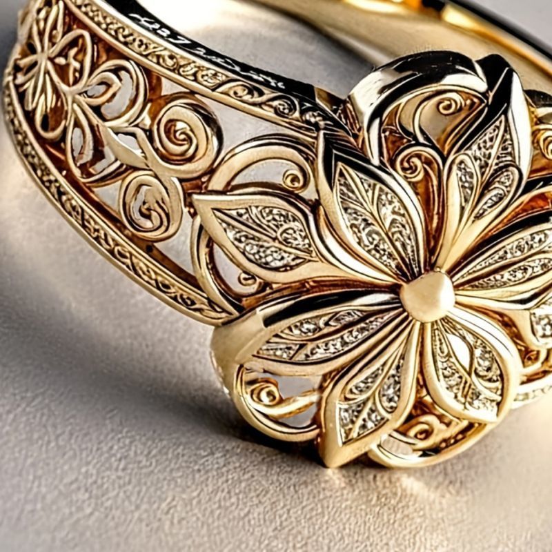 Eleganter Verstellbarer Schmetterlingsring Mit Blumenmuster_voghion.com