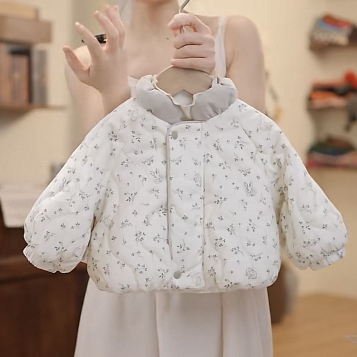 Completo bambina cappotto in cotone e leggings in pile_voghion.com