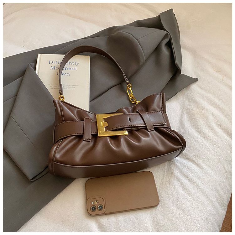 Niche Hih-end Pleated Desin Handba 2025 New Model With Belt Buckle, Stylish Underarm Ba, Eleant Commuter Utility_voghion.com