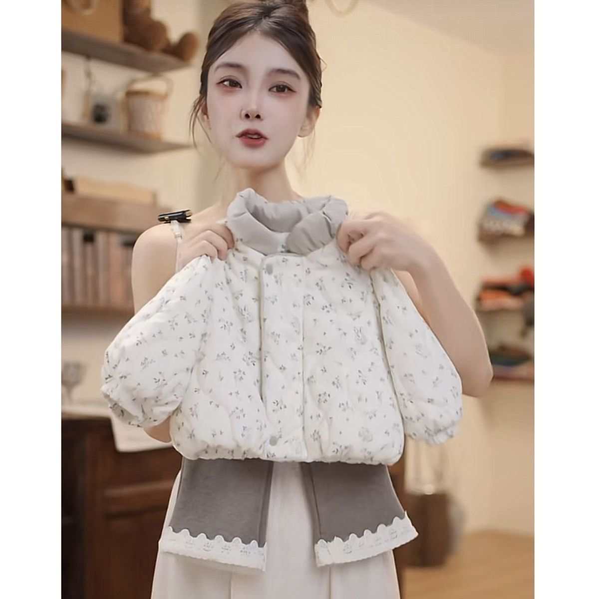 Completo bambina cappotto in cotone e leggings in pile_voghion.com