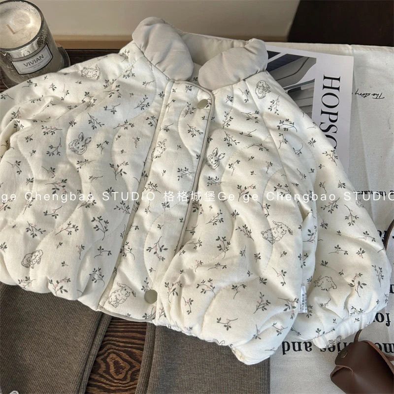 Completo invernale per bambine 2025, nuovo set composto da un grazioso cappotto in cotone e leggings foderati in pile, composto da due pezzi._voghion.com