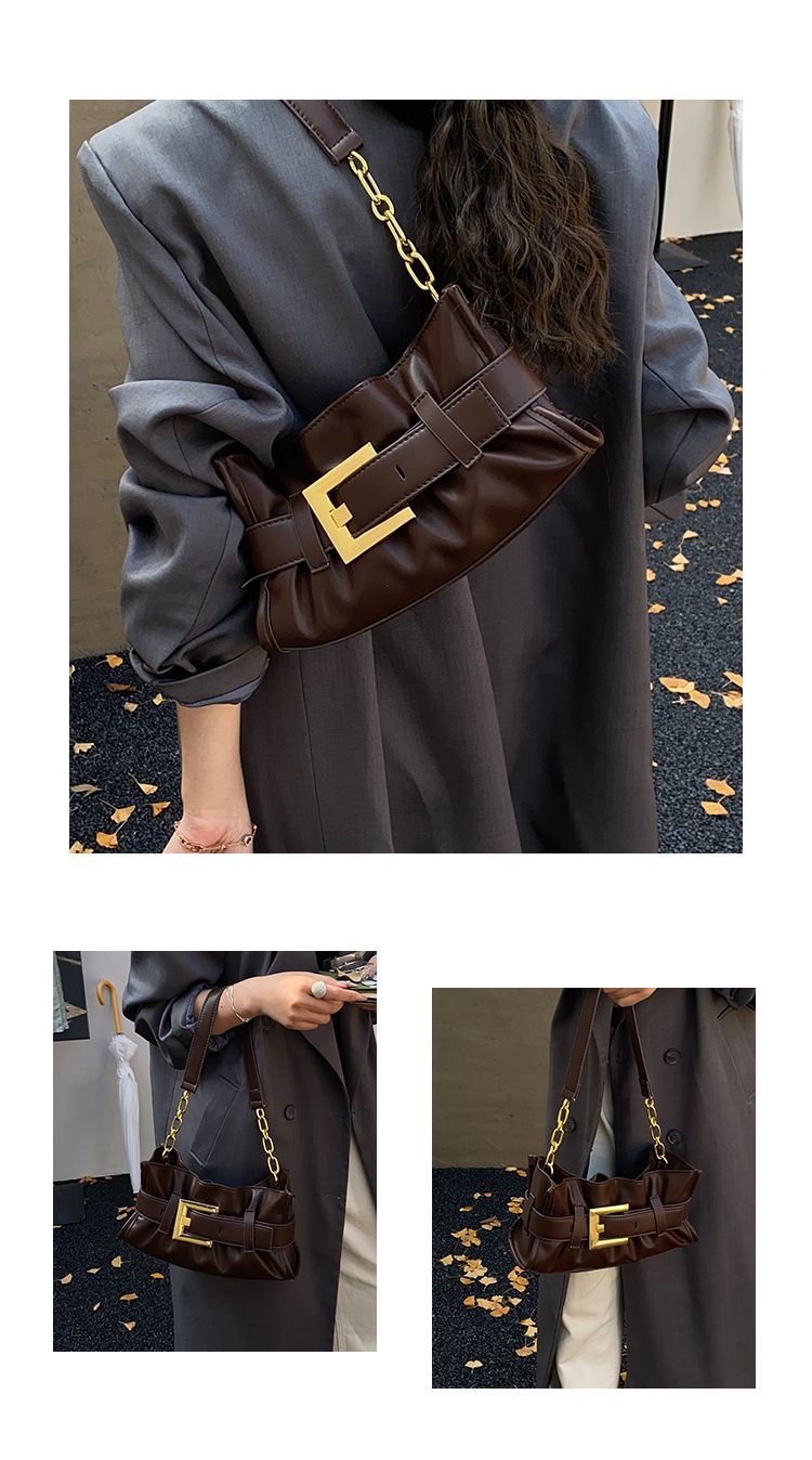 Niche Hih-end Pleated Desin Handba 2025 New Model With Belt Buckle, Stylish Underarm Ba, Eleant Commuter Utility_voghion.com