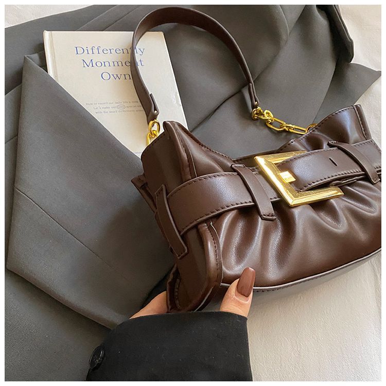 Niche Hih-end Pleated Desin Handba 2025 New Model With Belt Buckle, Stylish Underarm Ba, Eleant Commuter Utility_voghion.com