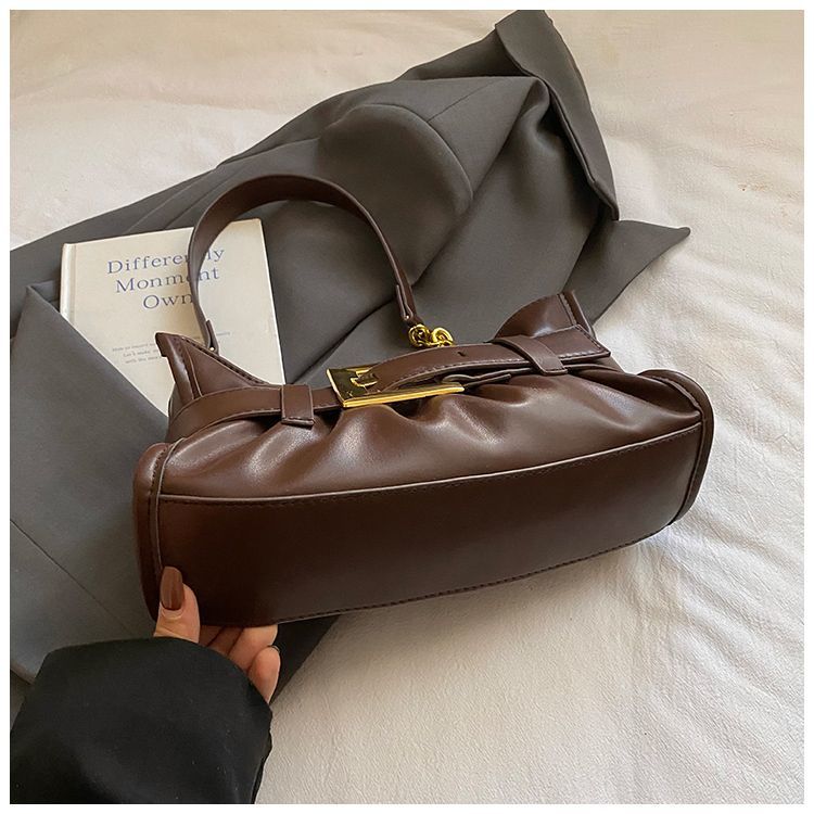 Niche Hih-end Pleated Desin Handba 2025 New Model With Belt Buckle, Stylish Underarm Ba, Eleant Commuter Utility_voghion.com