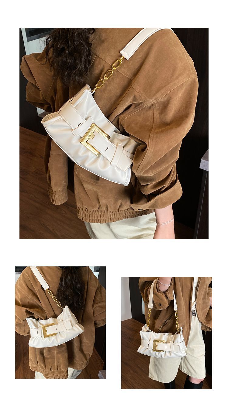 Niche Hih-end Pleated Desin Handba 2025 New Model With Belt Buckle, Stylish Underarm Ba, Eleant Commuter Utility_voghion.com