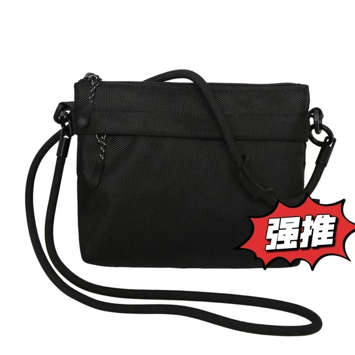 无品牌尼龙车缝线手机包单肩休闲包可选配绳色