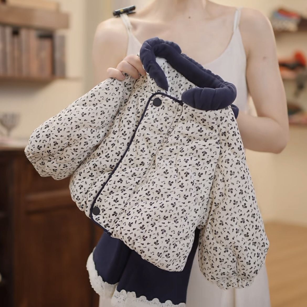 Completo bambina cappotto in cotone e leggings in pile_voghion.com