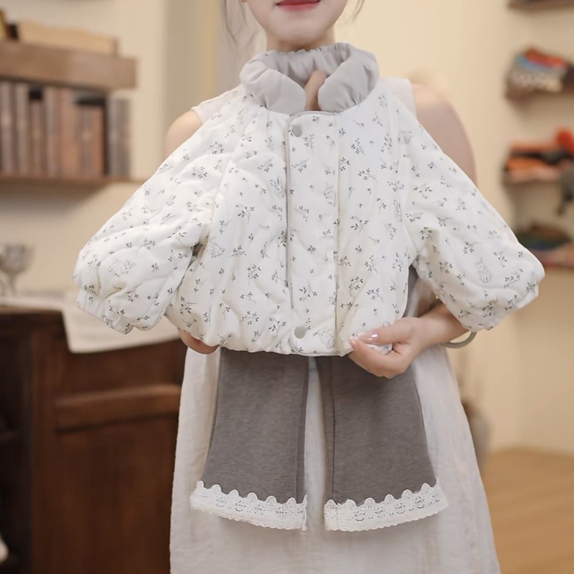Winteroutfit für Mädchen 2025: Niedlicher Baumwollmantel für Babys, Leggings mit dickem Fleecefutter, zweiteiliges Set_voghion.com