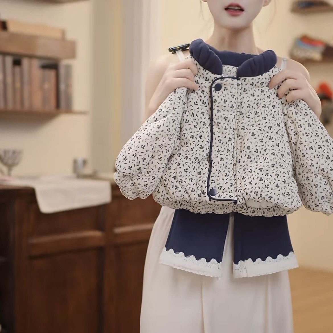 Completo bambina cappotto in cotone e leggings in pile_voghion.com