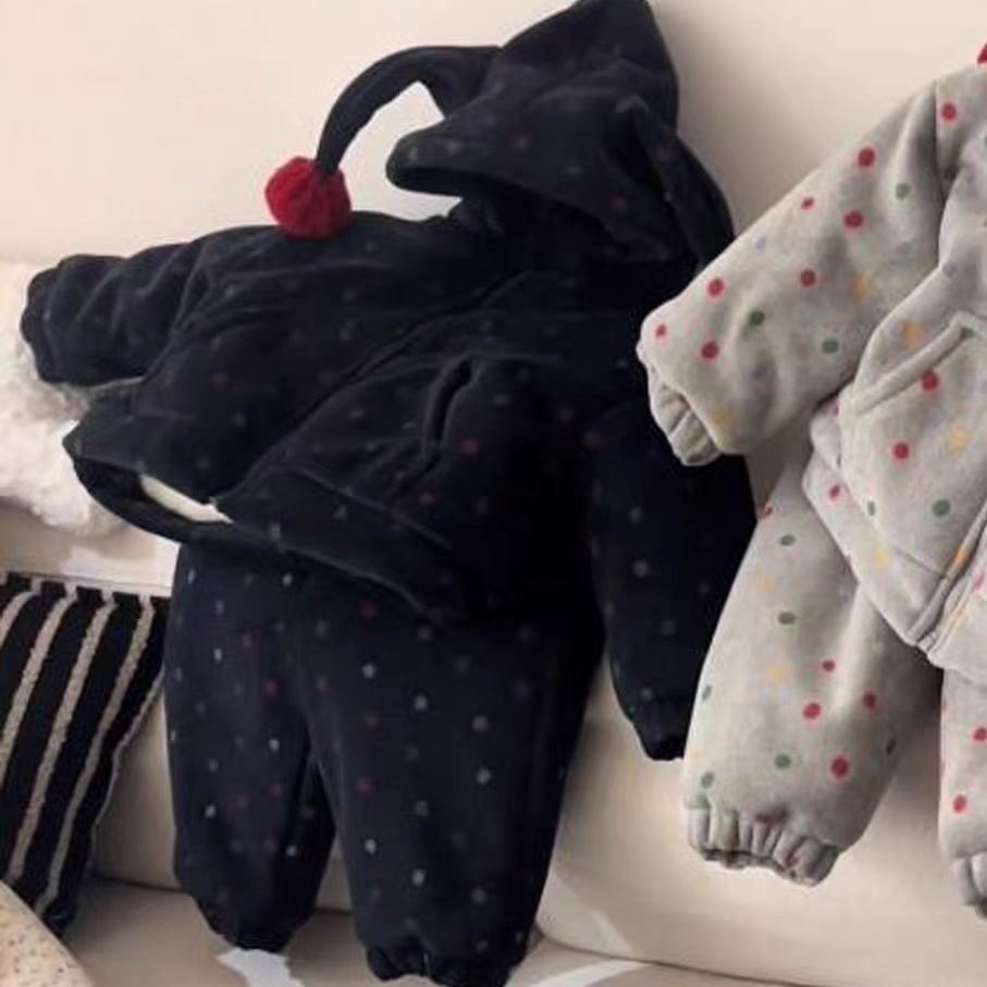 一整套过冬2025冬季新款男女童三层夹棉加厚棉衣棉裤厚实家居套装