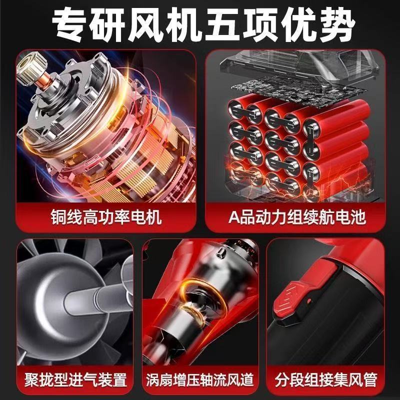 强力吹风机大功率锂电池30节吹灰除尘工业家用吹雪环卫吹落叶充电 图片 9