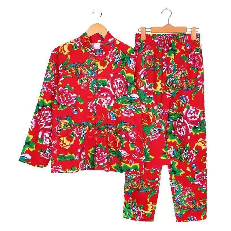 东北大花布衣服复古衬衫唐装搞笑运动会伴娘网红聚会舞台演出服装