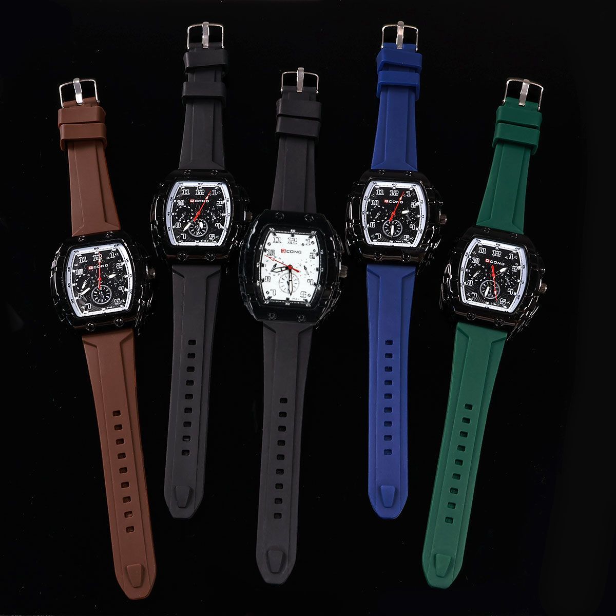 Unique Men's Quartz Watch With Large Dial And Silicone Barrel Case_voghion.com