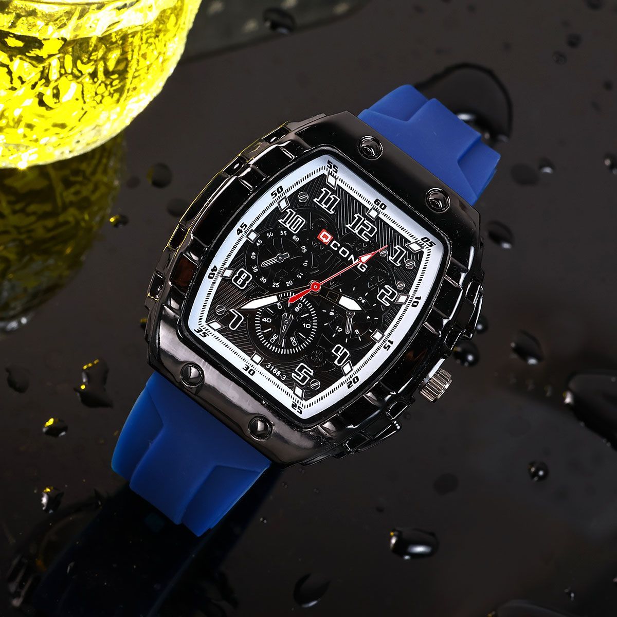 Selected New Fasion Ligt-luxury Ollow-out Large Dial Silicone Barrel-saped Digital Cool And Unique Men's Quartz_voghion.com