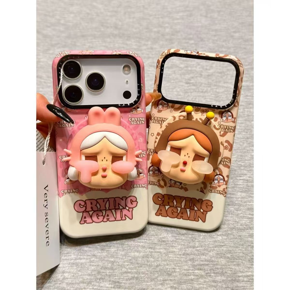 可爱卡通立体哭娃适用iphone17promax手机壳苹果16pro磁吸支架15