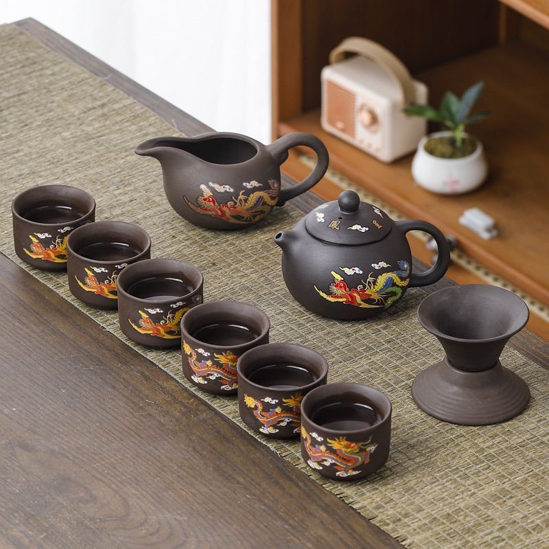 遇热变色紫砂龙凤呈祥茶壶茶具功夫茶器高档次手工正品清仓大套装