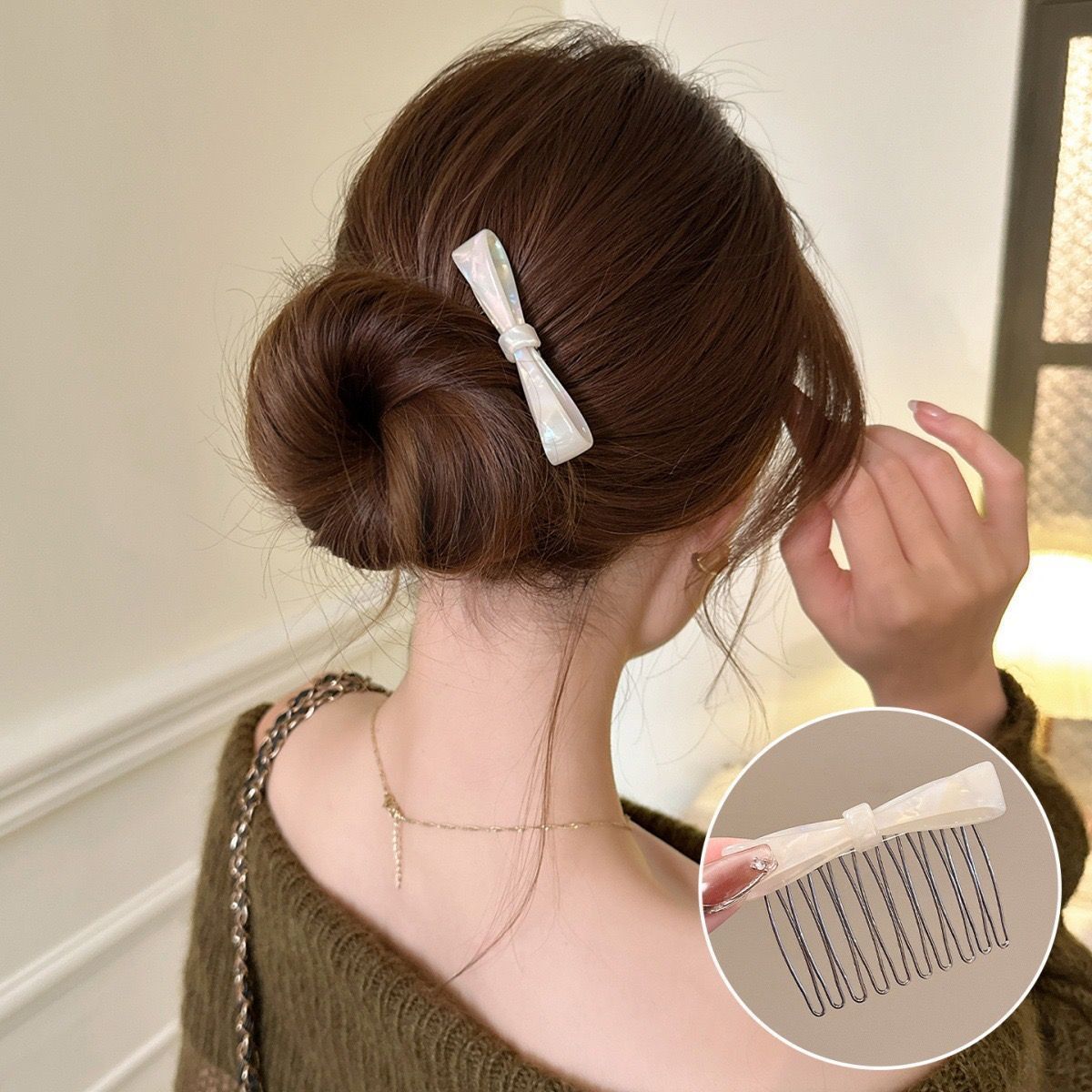 Peigne à cheveux élégant avec nœud en acétate pour chignons_voghion.com