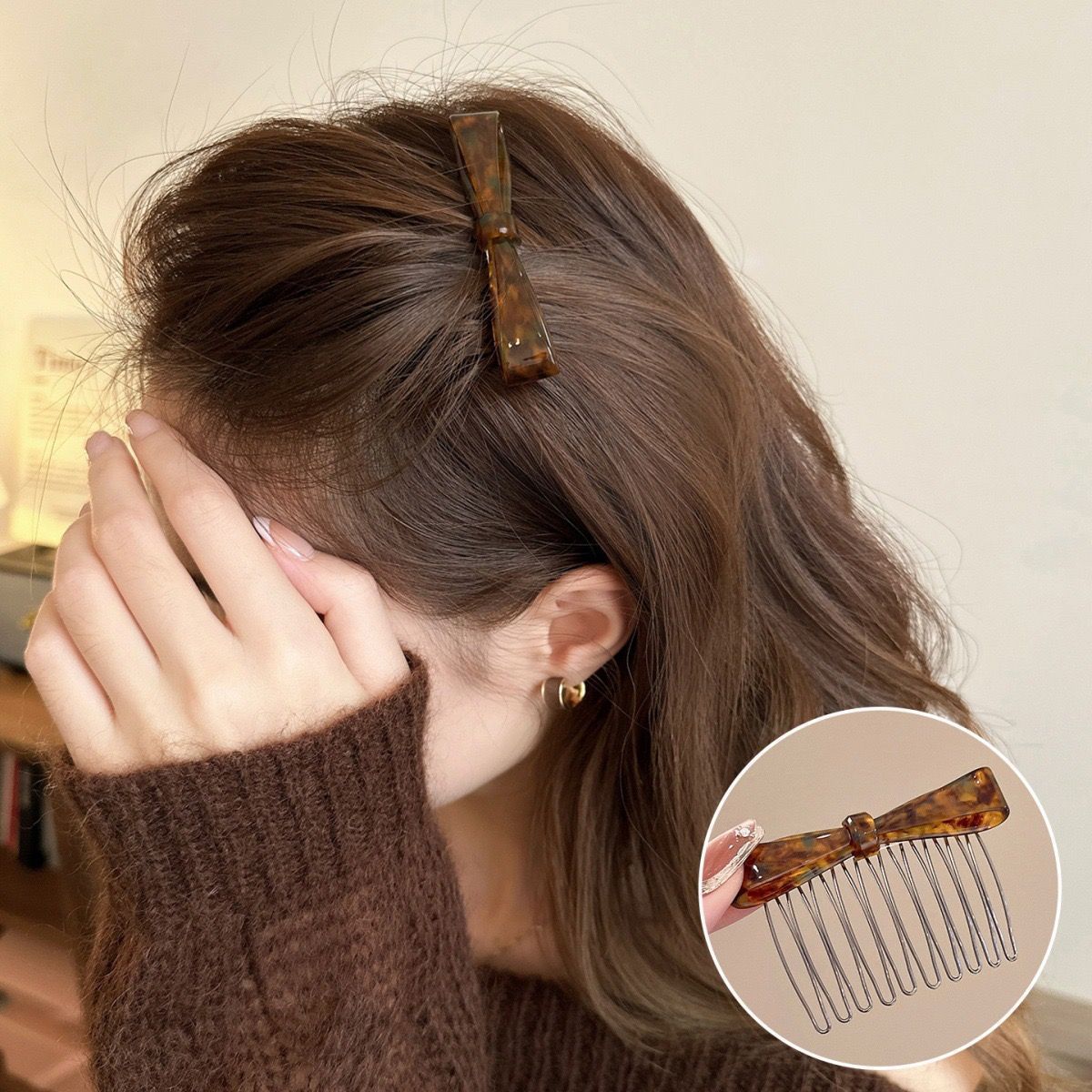 Peigne à cheveux élégant avec nœud en acétate pour chignons_voghion.com