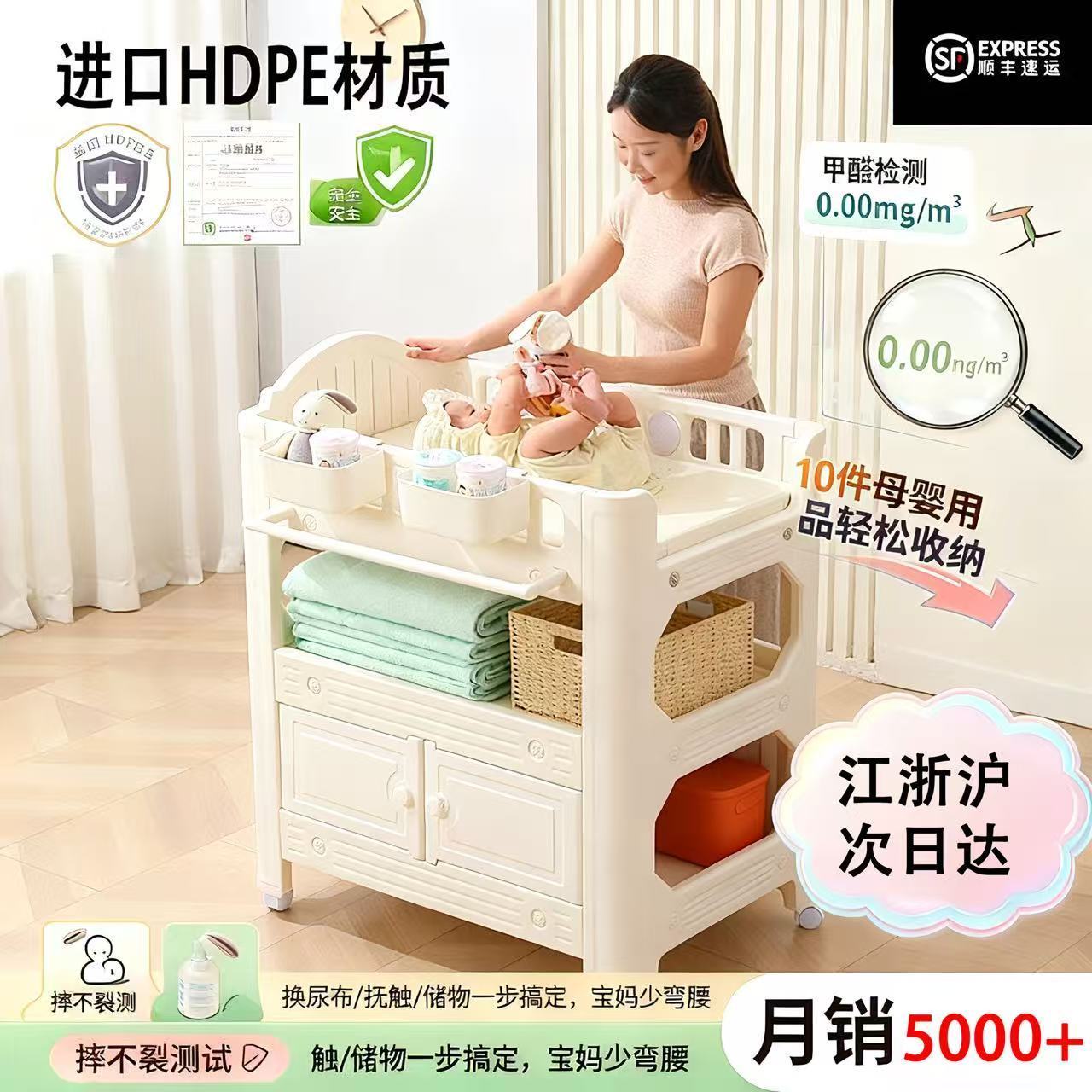 进口环保HDPE多功能尿布台轻松换尿布抚触沐浴三合一
