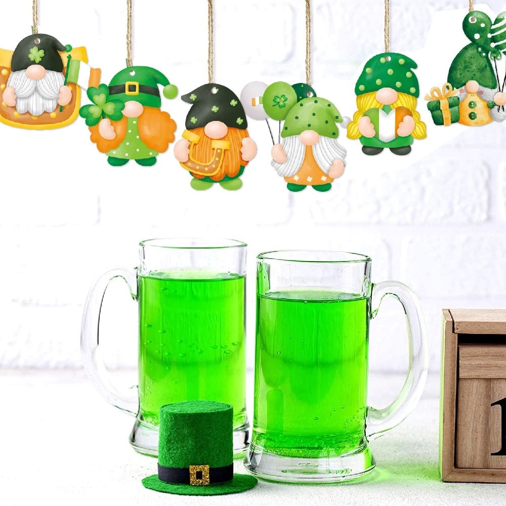 Ornements suspendus gnome saint patrick déco trèfle irlandais_voghion.com