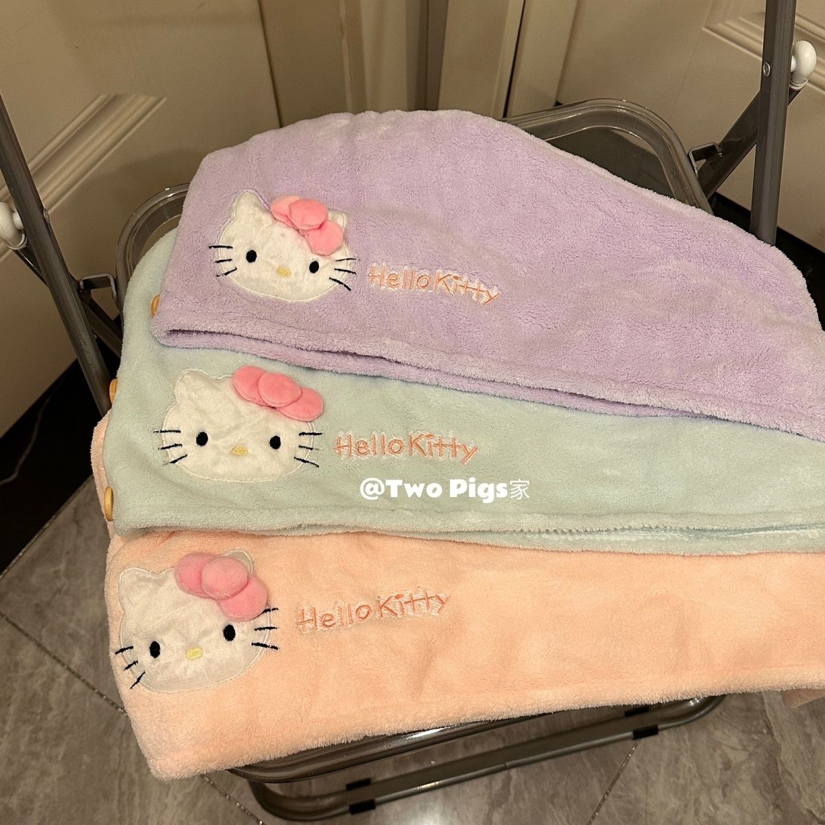 HelloKitty干发帽加厚可爱吸水珊瑚绒速干洗澡学生家用洗头浴帽 图片 6