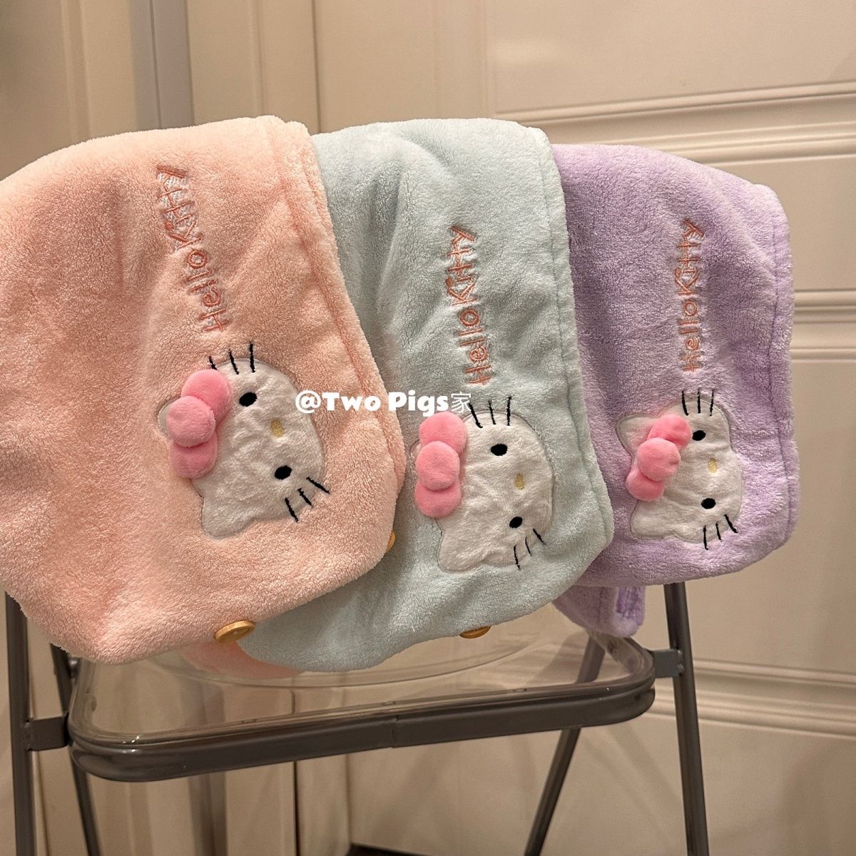 HelloKitty干发帽加厚可爱吸水珊瑚绒速干洗澡学生家用洗头浴帽 图片 5