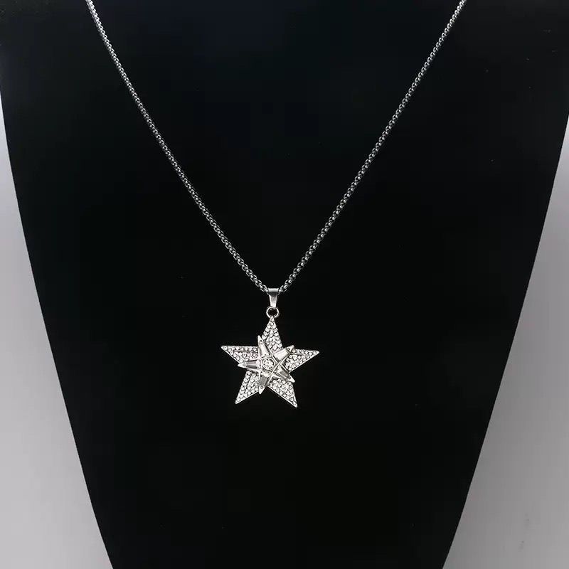 Drehbare Pentagramm Halskette Mit Diamant Anhänger Für Damen_voghion.com