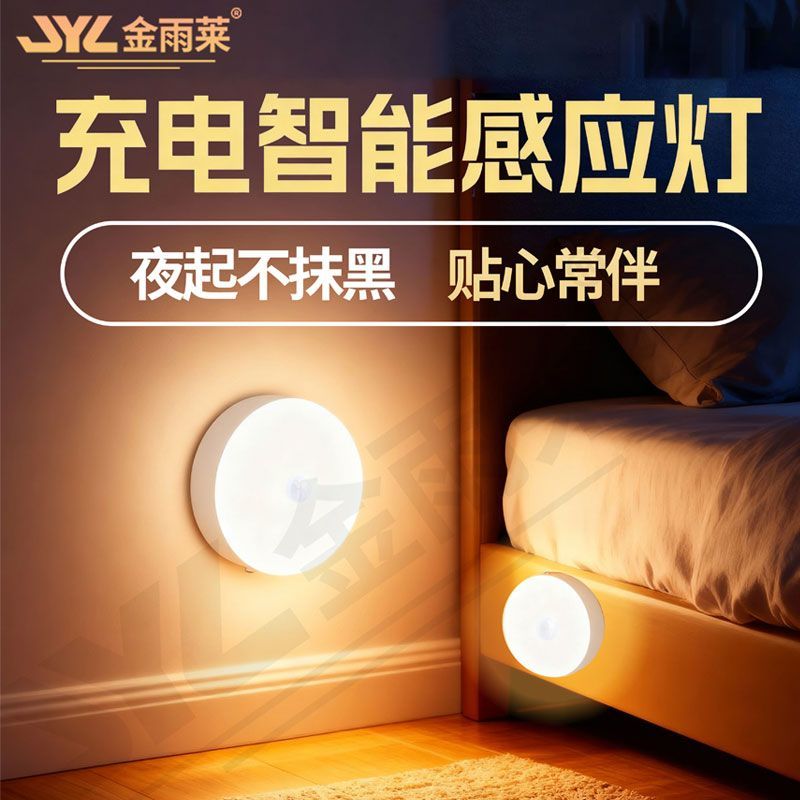 金雨莱人体智能感应灯走廊不插电小夜灯自动超亮厕所楼道宿舍家用