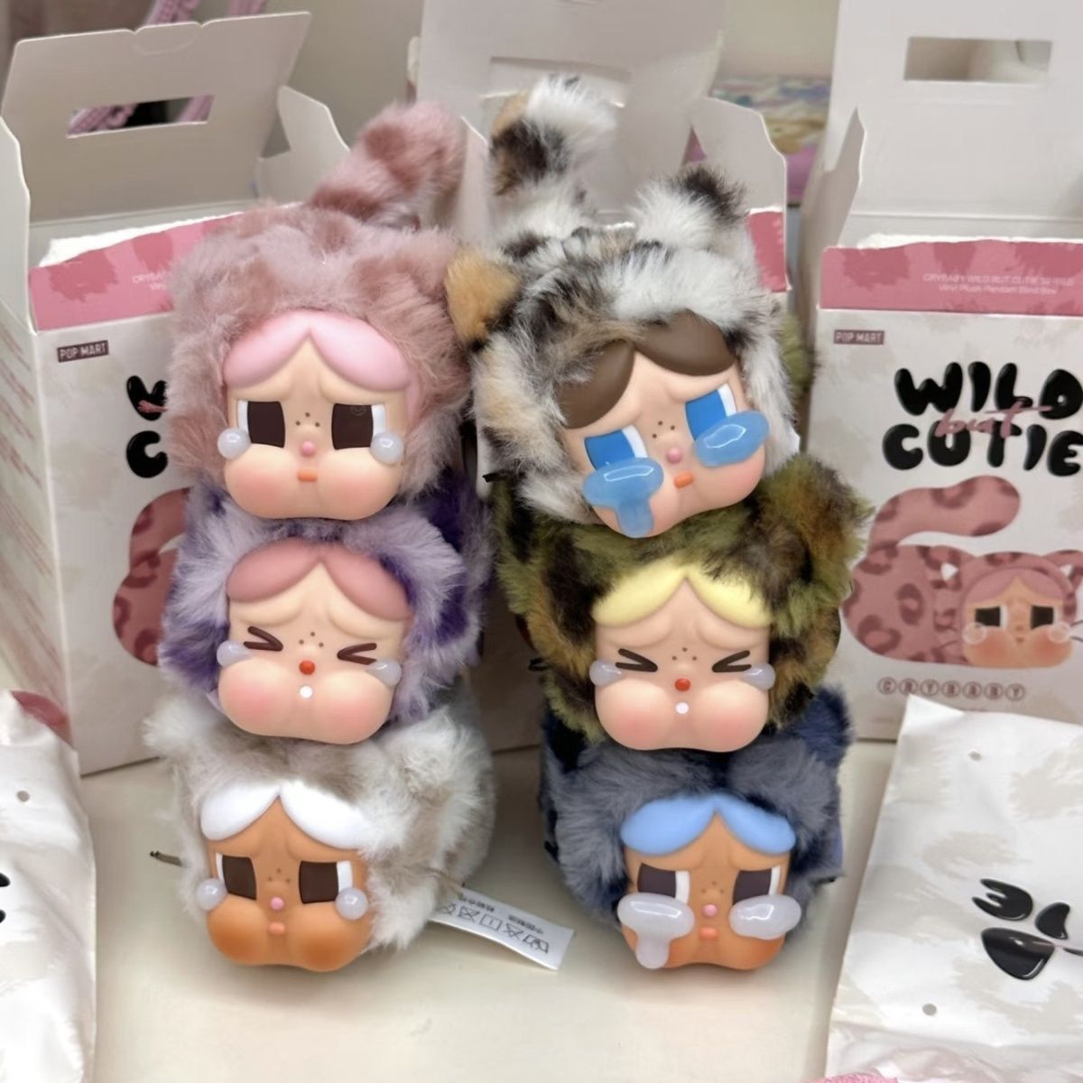 新品豹豹猫猫系列搪胶脸毛绒公仔挂件汽车包包钥匙扣盲盒礼物