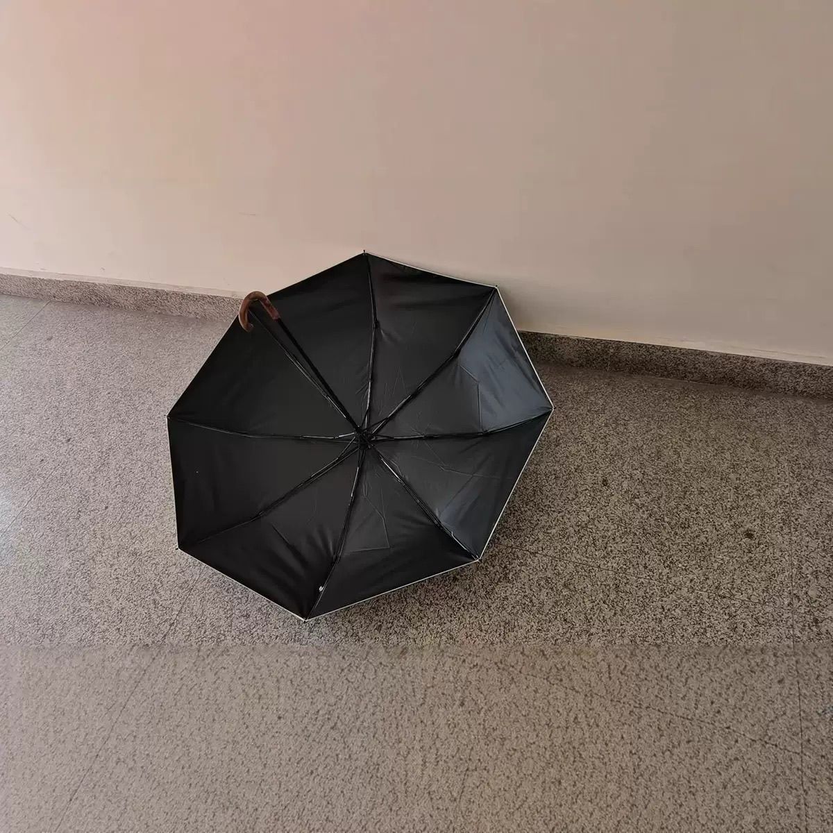 日系简约素色纯色折叠弯钩防晒防紫外线太阳伞轻便携防风学生收纳 图片 6