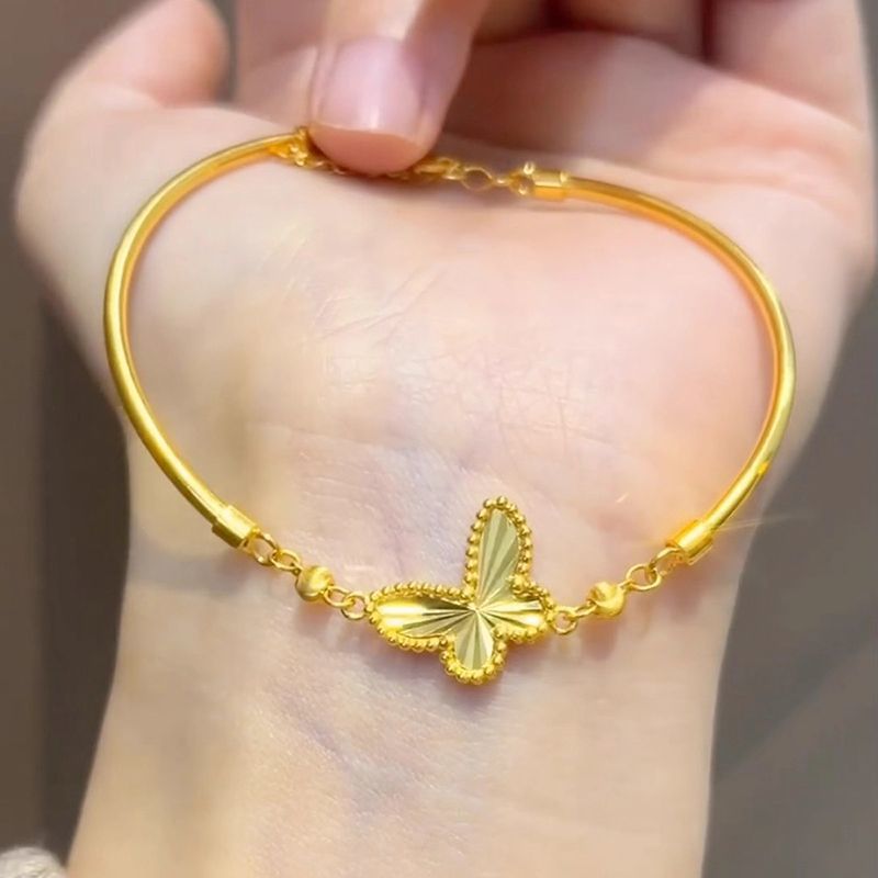 Gold-plated Four-leaf Clover Bracelet Elegant Daily Friendship_voghion.com