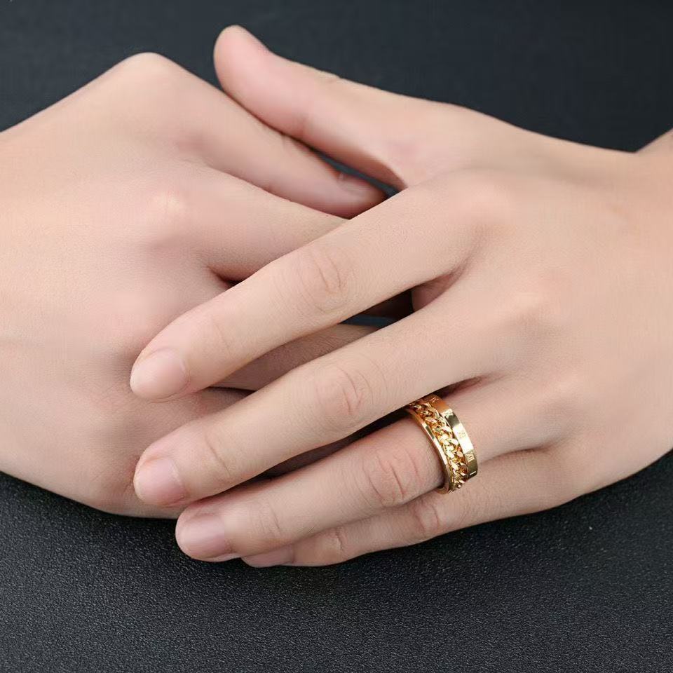 Rotating Roman Numeral Ring For Men In Titanium Steel Trendy_voghion.com