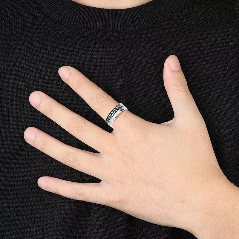 Rotating Roman Numeral Ring For Men In Titanium Steel Trendy_voghion.com
